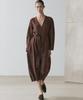Masimodutti Belt Detail Linen Fluid Knee-Length Dress