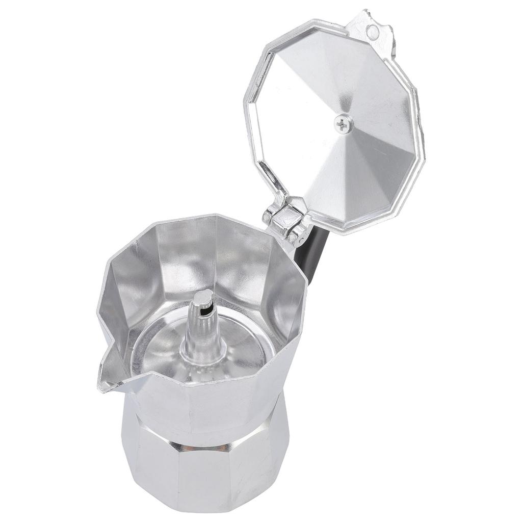 Moka Pot 150ml Aluminium Octagonal Household Heating Rustic Style Silver Camping Coffee Makers for Office