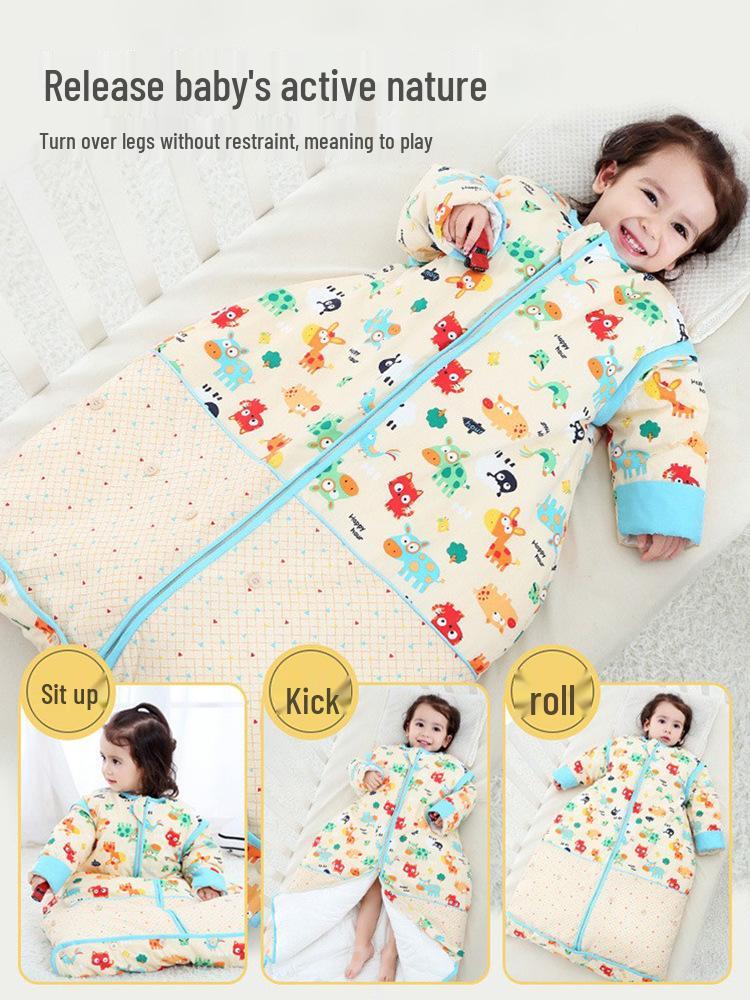 Clearance: Pure Cotton Baby Sleeping Bag – All-Season, Thick, Anti-Kick Quilt for Mid-Large Children with Free Shipping!