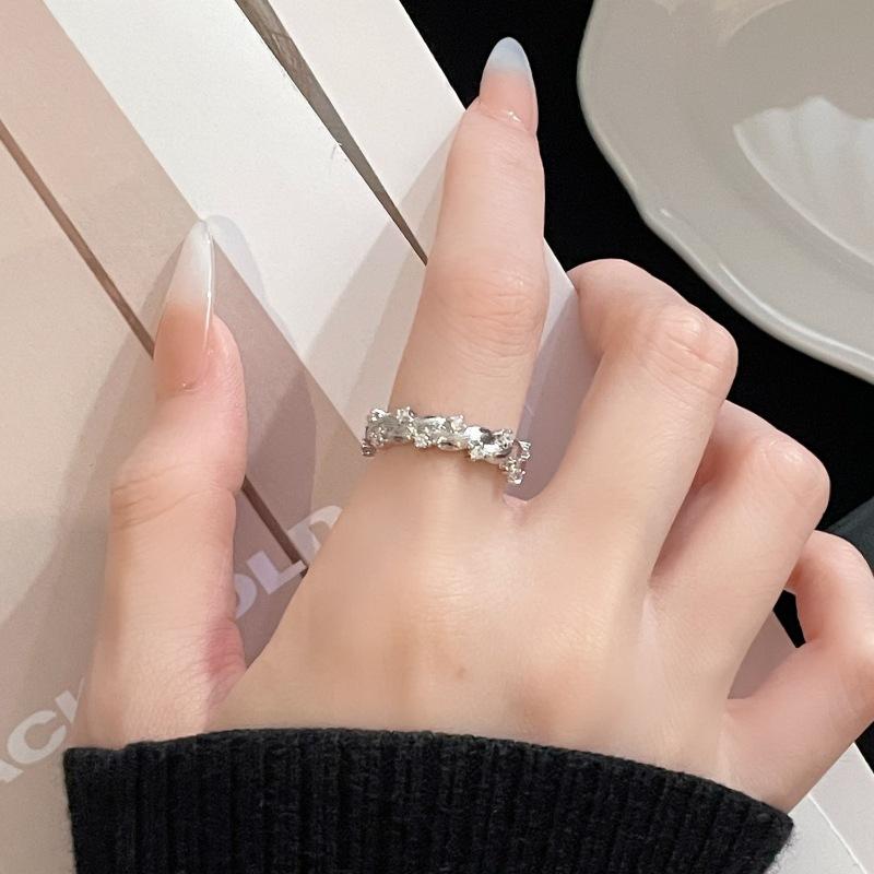 Dripping Oil Flower Brushed Medieval Open Ring Retro Court Style Niche Design High-End Ring Woman