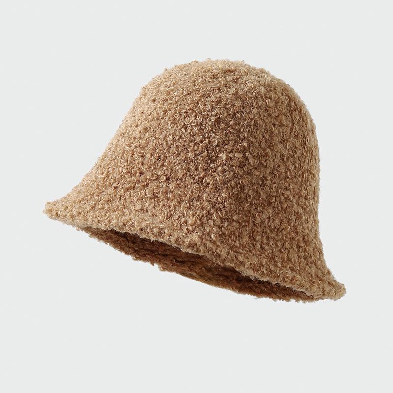 

Осенне-зимняя шляпа женская шляпа-ведро зимняя теплая однотонная из искусственной овечьей шерсти шляпа-ведро тренд One Size