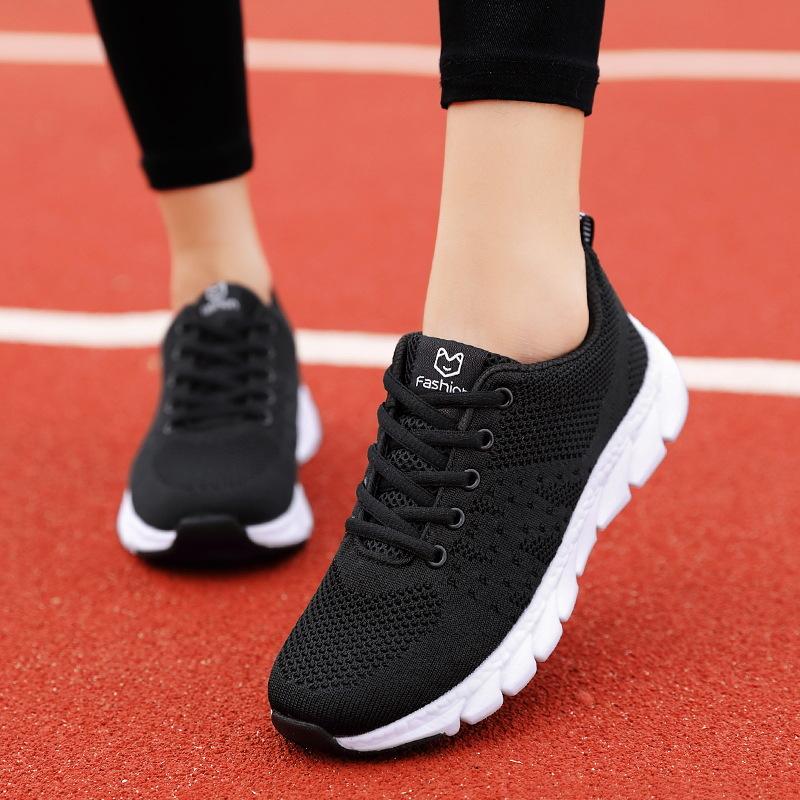 Women's shoes 2019 autumn new Korean version lightweight double mesh sports shoes versatile soft-soled running shoes lace-up casual shoes women