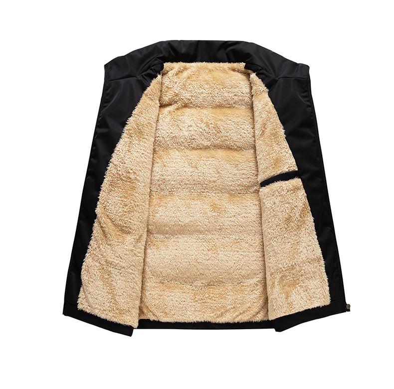 Men's Winter Stand Collar Lambswool Vest with Fleece Lining, Plus Size, Thick, Sleeveless Cotton Jacket