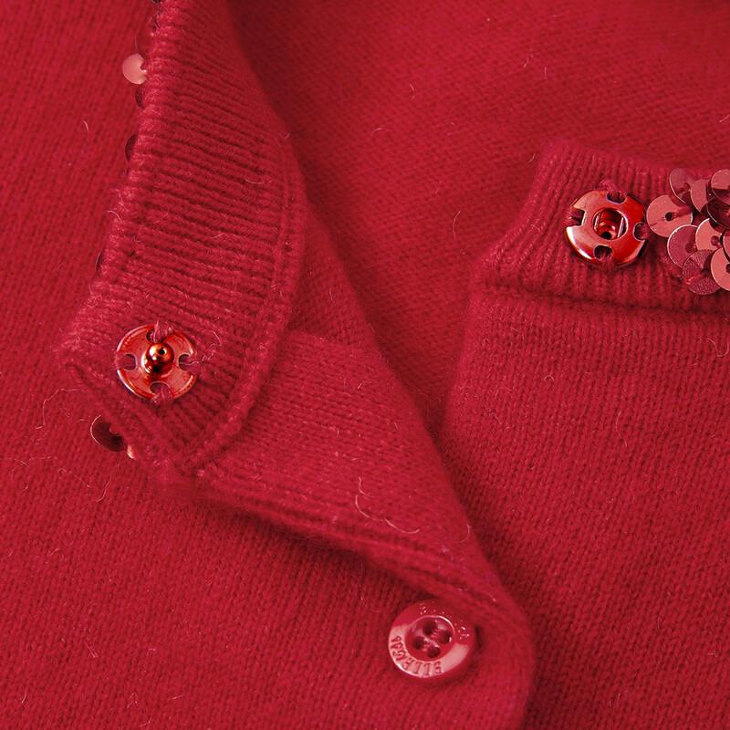 ELLE KIDS Girls' Sequin Neck Wool Knit Sweater