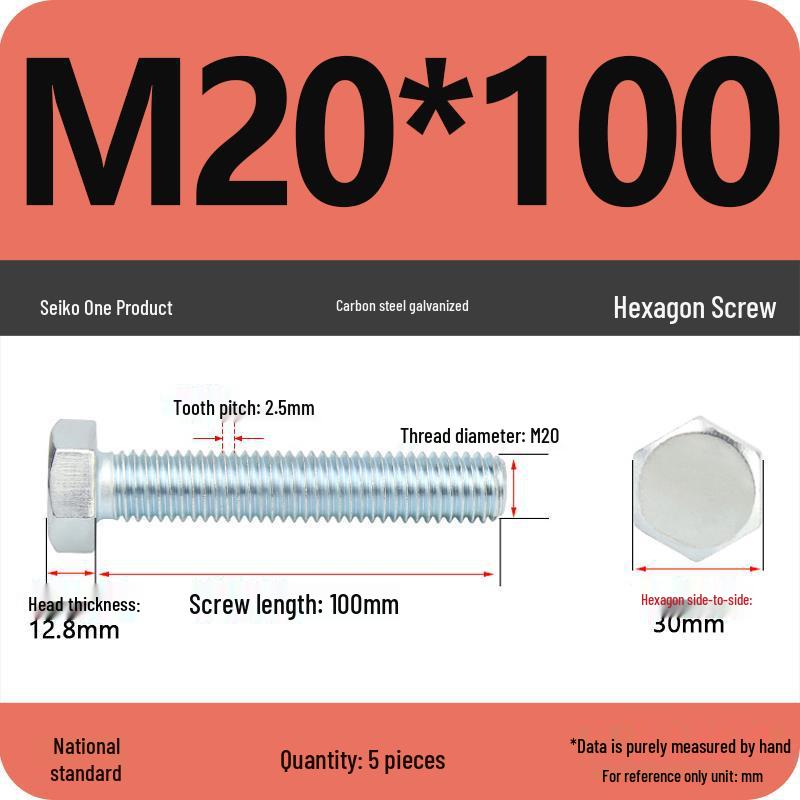 8.8 Grade Hot-Dip Galvanized Hex Bolt Nail M4-M30