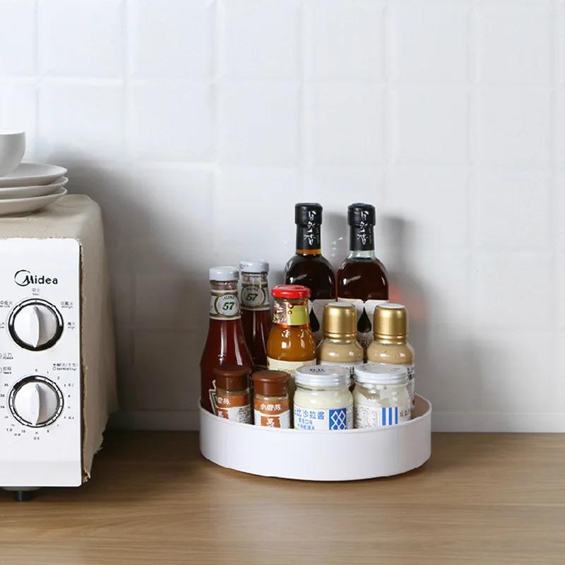 Anti-Skid Rotating Storage Tray - Multi-functional Organizer for Cosmetics & Food, Non-Slip Rack with 360° Rotation, Space-Savin