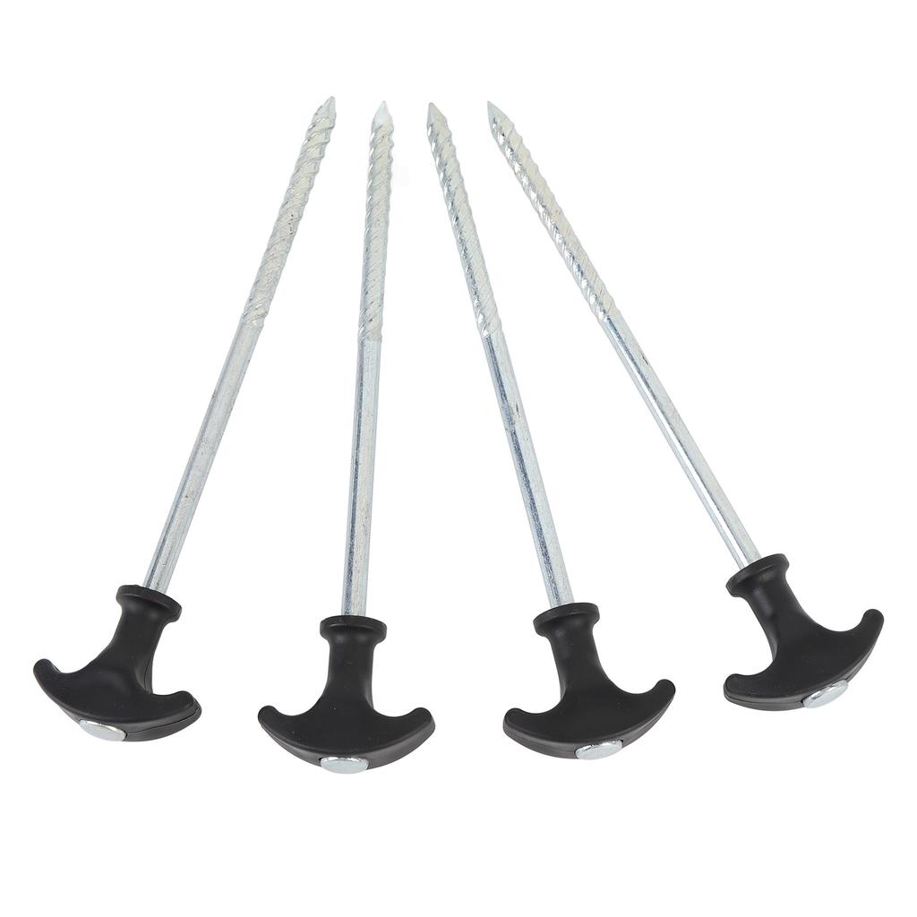 4PCS Camping Tent Pegs Stainless Steel T Shaped Screw in Stakes Ground Anchors for Outdoor Canopy Awning Shed