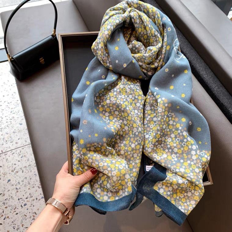 

Женская зимняя цветочная шаль из хлопка, шарф, шаль, теплый шарф, весна и осень, новый стиль