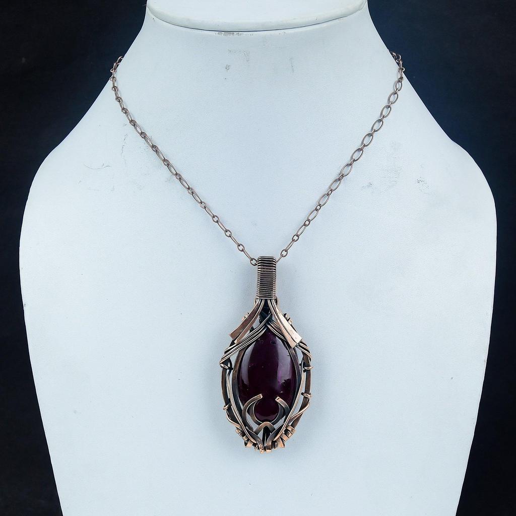 Pink Flash Labradorite 999 Copper Wire Wrapped Jewelry, Handmade Beauteous Gemstone Jewelry Pendant For Women