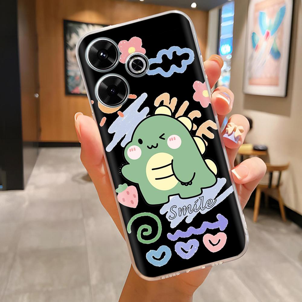 For Poco M6 4G Case for Xiaomi PocoM6 4G Cute Printed Silicone Clear Phone Cover For Poco M 6 Cases Flowers Para Fundas Coque