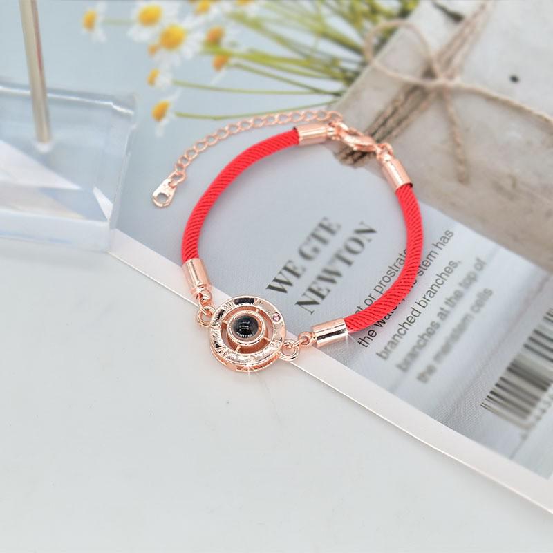 

Унисекс Браслет с круглой проекцией - Дизайн плетения из красной и черной веревки, Модный и универсальный.