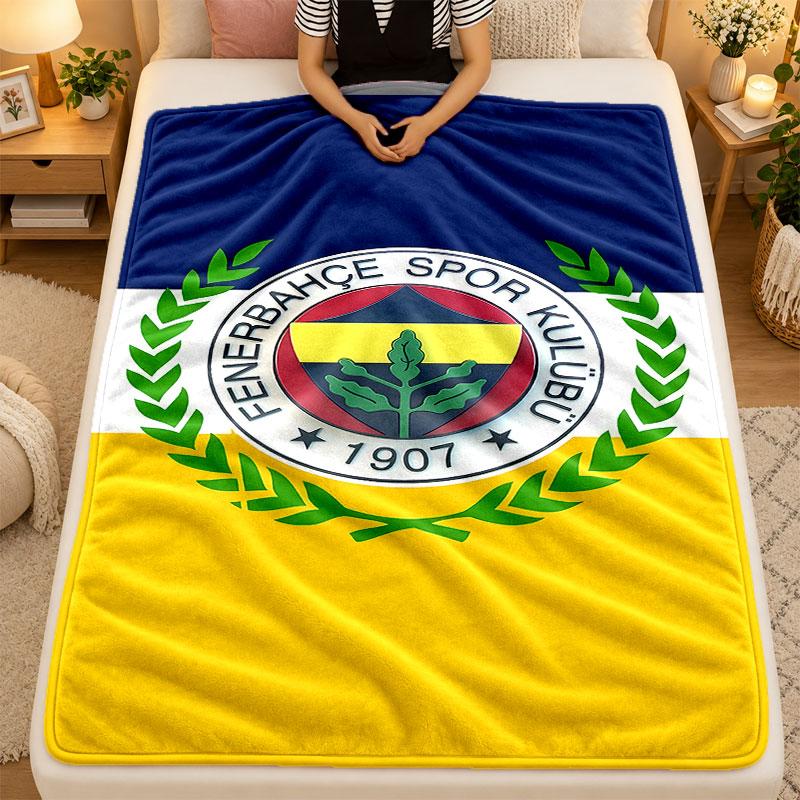 Flannel BlanketFenerbahce Warm Soft Throw Blanket for Indoor Sofa Bed Living Room Use