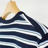 Retro Blue & White Striped Women's Cotton Long Sleeve T-shirt LST030