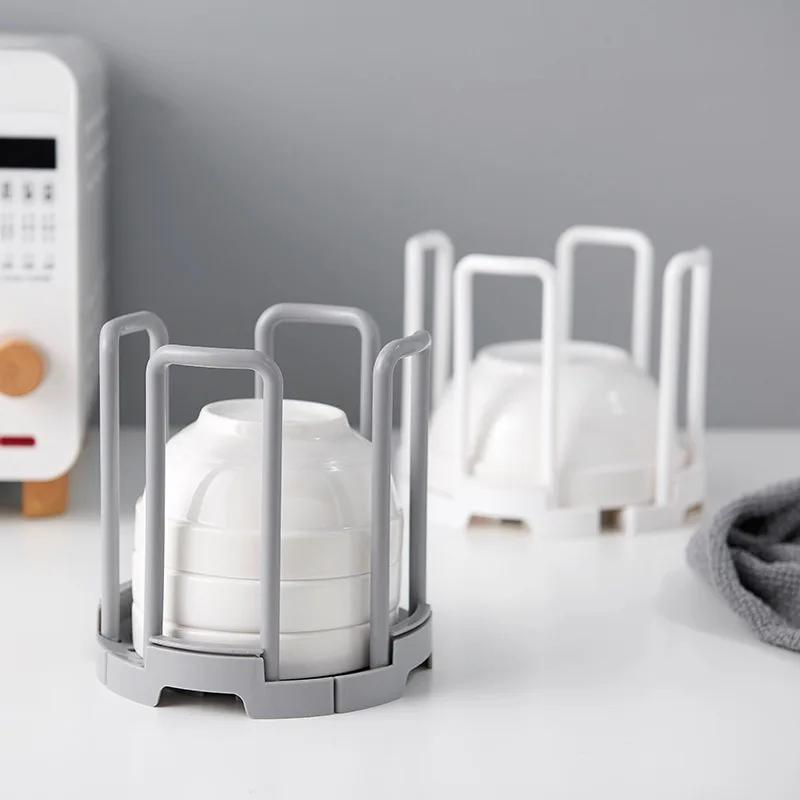 1pc Retractable Desktop Bowl Holder Home Removable Dishes Storage Rack Durable Bowl Storage Shelves Drain Cup Shelf for Kitchen