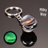 Oboustranná křišťálová galaktická klíčenka s designem planet a měsíce