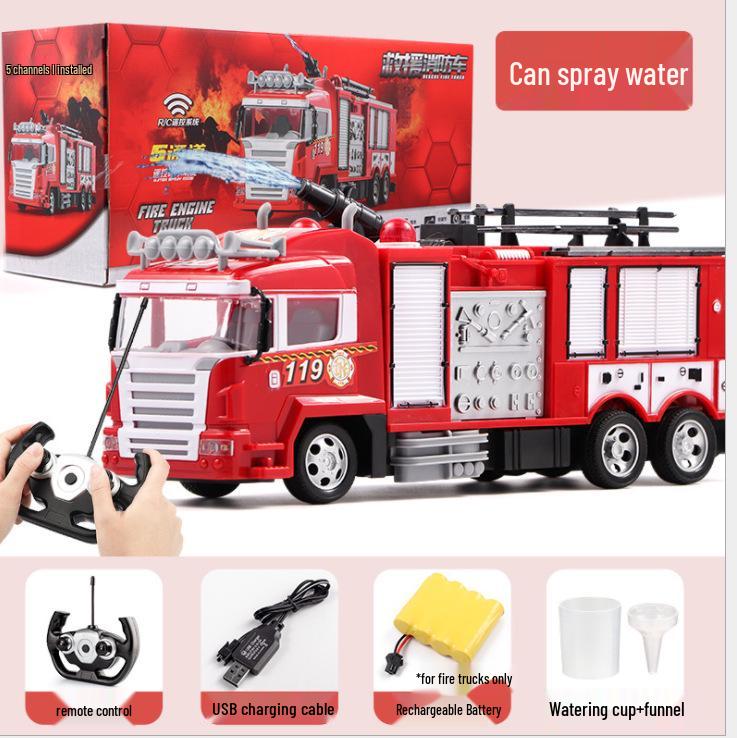 

Игрушечная пожарная машина на радиоуправлении с пятью каналами: Распыление воды, Световые и звуковые эффекты Standard Fire Truck