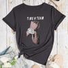 TIME A TEAM HAND Cotton T-Shirt Short Sleeve Round Neck Women 2d Print Tops