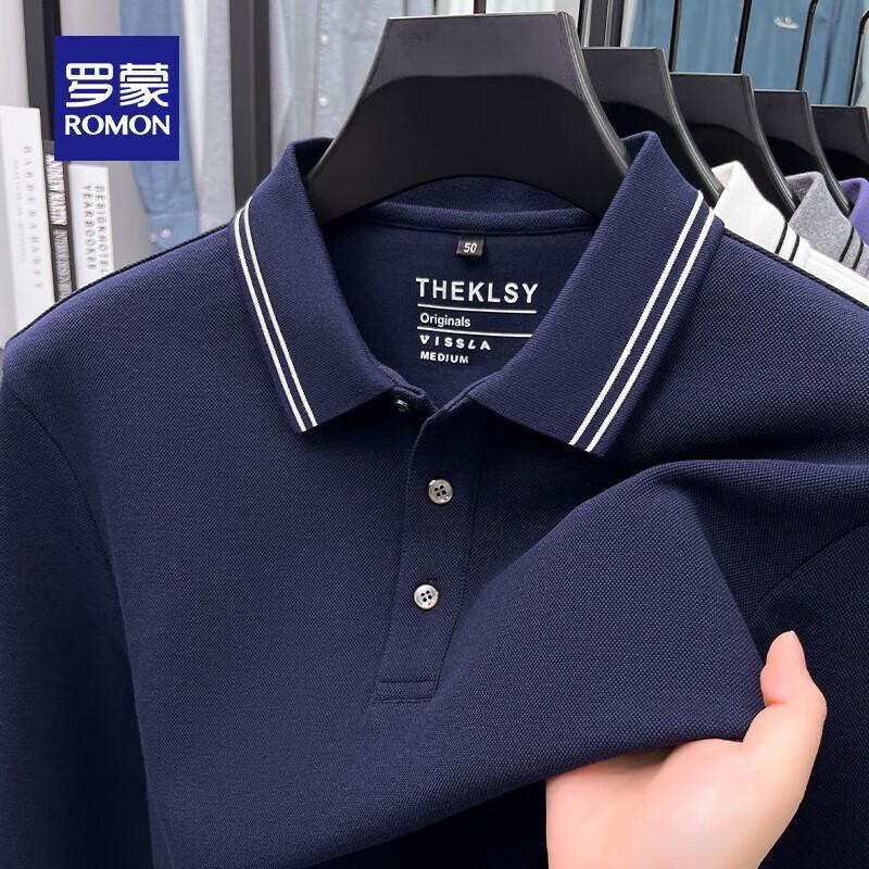 ROMON Herren Langarm Business Casual Poloshirt