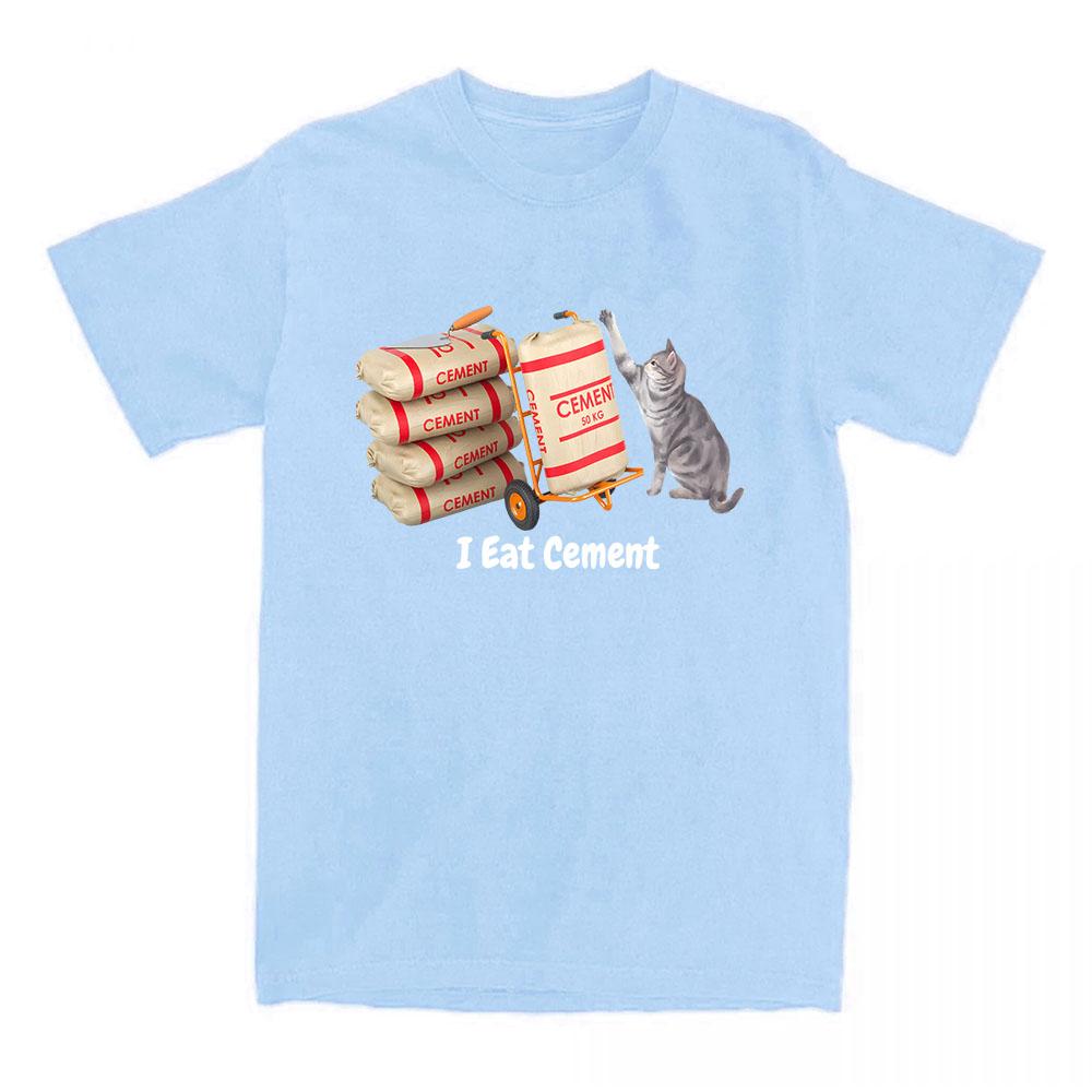 Cartoon Cat Graphic T-shirt I Eat Cement Letter Printing Tshirts Short Sleeve Casual Female T Shirt Unisex Streetwear Loose Tees