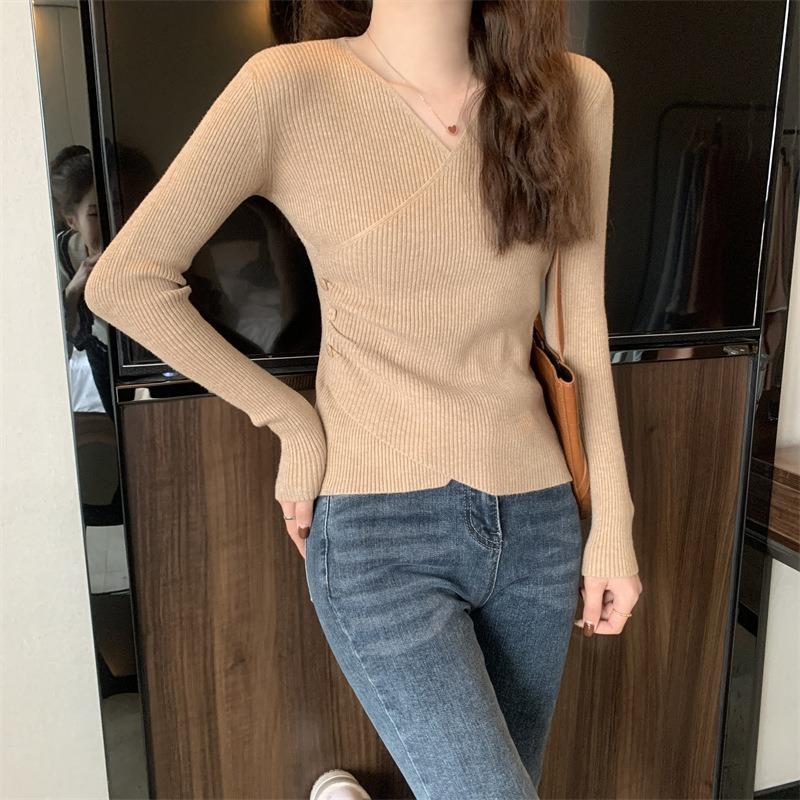 

Early autumn top, low-necked bottoming shirt, women s new inner fit, high-end sense, spring and autumn wear, knitted sweater One size fits all [recommended 80-60kg]