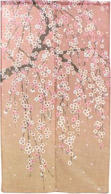 Noren Kobo Noren Kirschblüte Zimmer traditionell japanisch 85cm breit x 150cm Farbverlauf Trauerkirschblüte 10087 (Wandteppich im japanischen Stil),