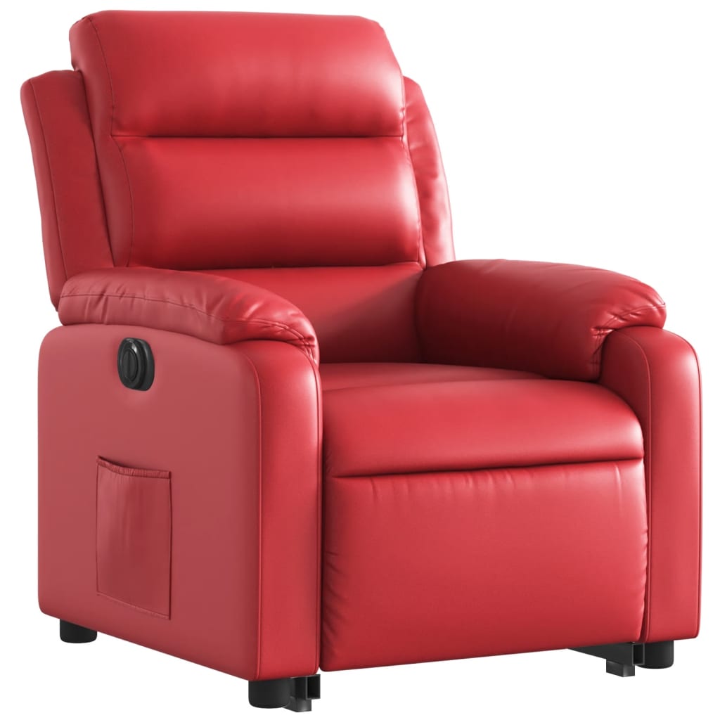 Recliner Chair with Lift Assistance Electric Red Faux Leather