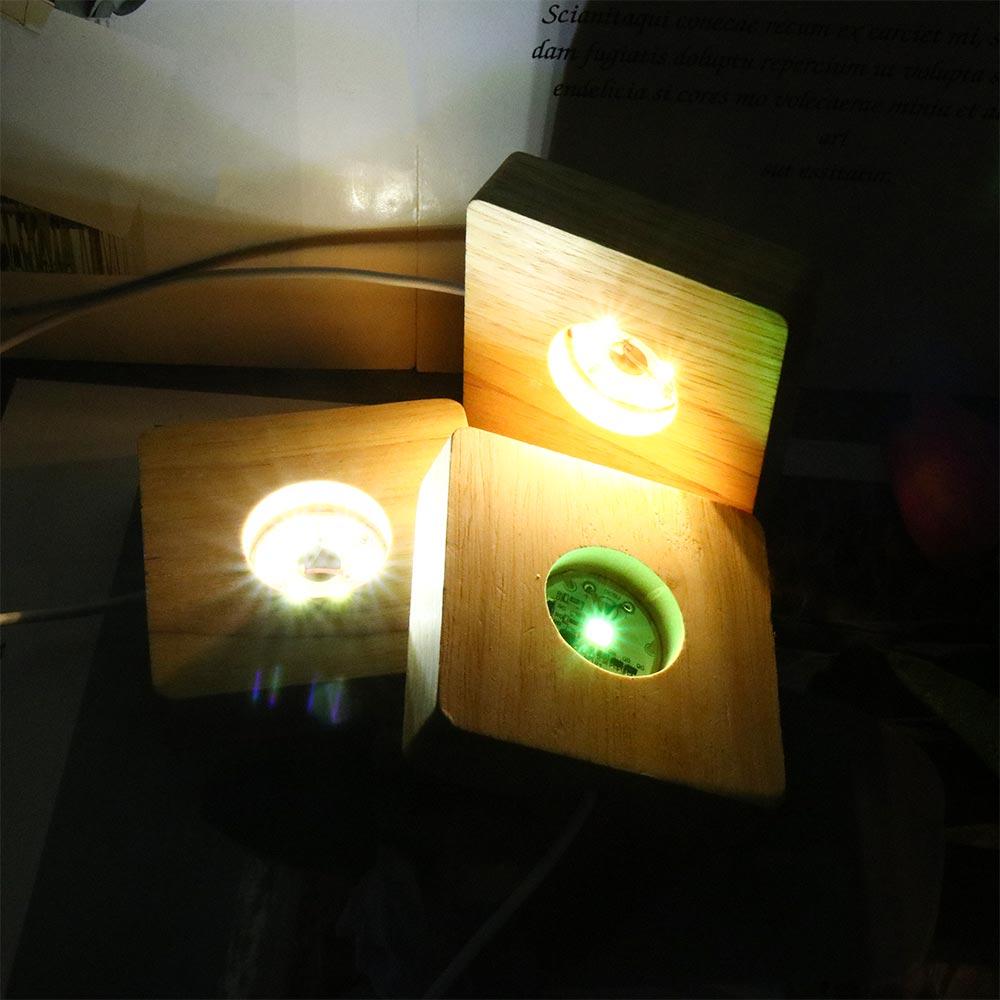 Display Home Decor Resin Art Crystal Display Holder Crystal Stand Lamp Base Wooden Light Base