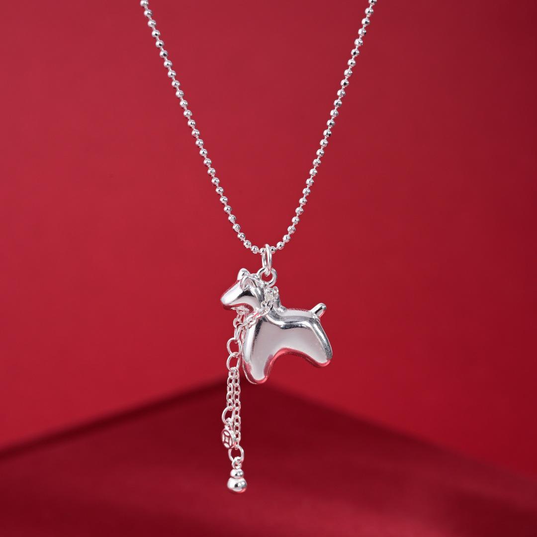 

S925 Sterling Silver Pendant Necklace with Tassels - Luxurious, Versatile Design X152 925 Silver серебряный