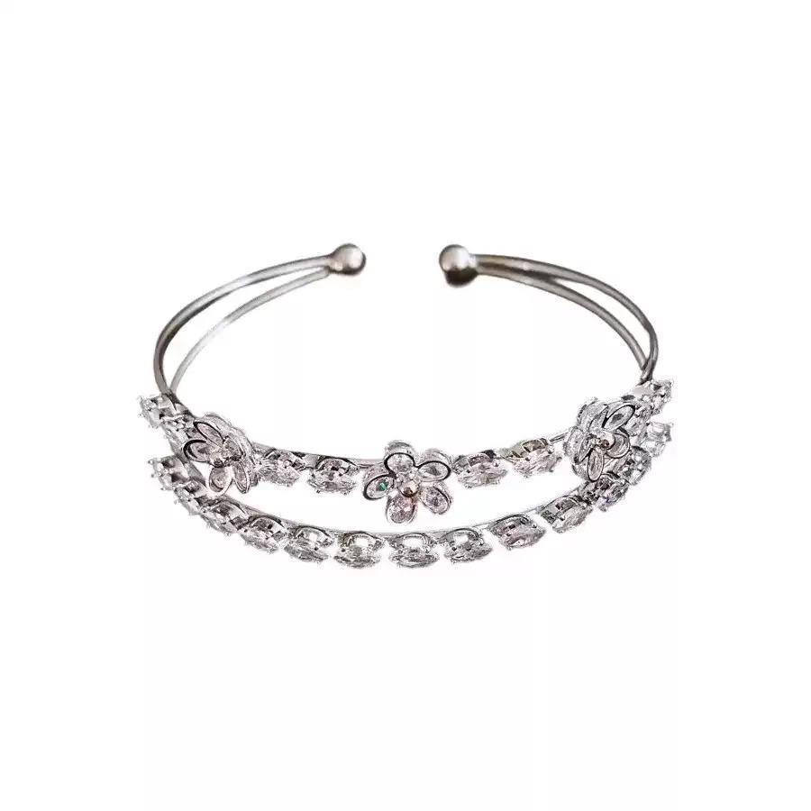 Minimalist Zircon Water Drop Butterfly Open Bangle Bracelet - Elegant, Versatile, and Fashionable Exquisite Hand Jewelry