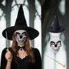3 PCS New Halloween Witch Hat, Skull Face Mask, Magic Wand Costume Prop Set, Carnival Costume Party