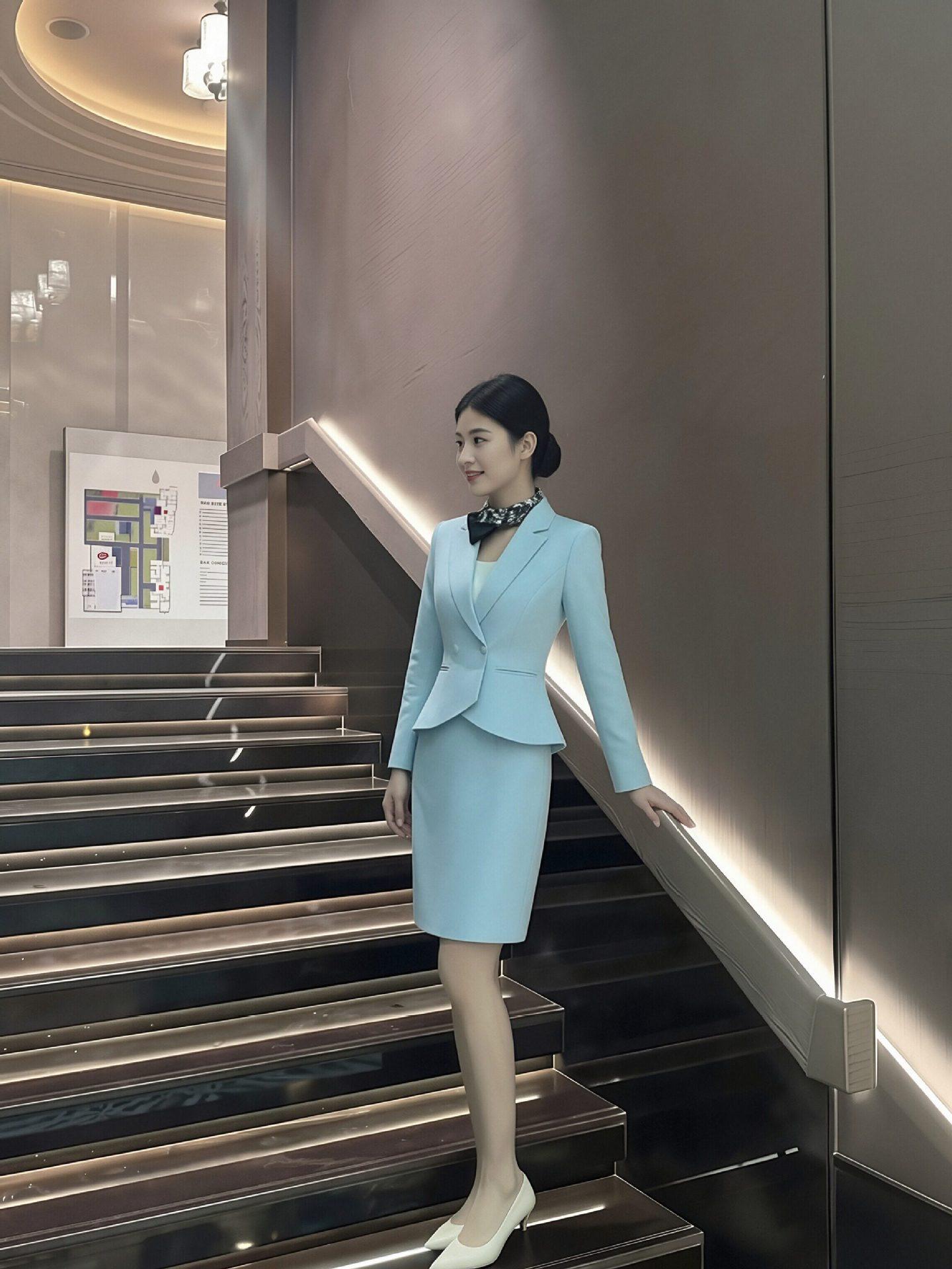Women s Chic Korean Style Blue Suit Set: Two-Piece Professional Skirt Ensemble for Spring/Autumn S