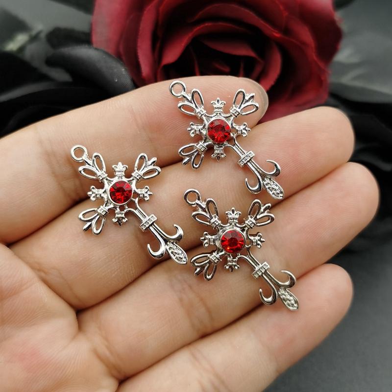 10pcs 22*33mm Ornate Gothic Cross Pendant Crystal Cross Pendant Designer Charms Fit Jewelry Making DIY Handmade Jewelry Findings