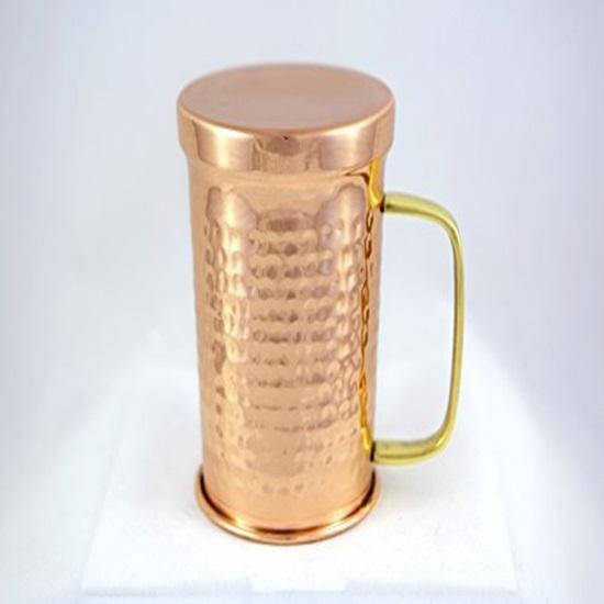 Hammered Copper Mug Cup with Brass Handle, Serve Ware Drinkware, 20 Oz
