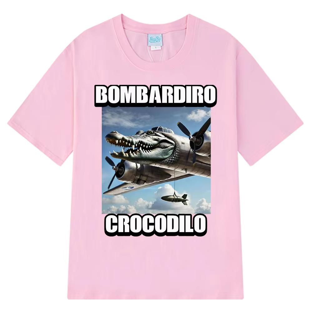 Bombardiro Crocodilo Funny Crocodile Plane Bomber T-shirt Men Women Casual Cotton Short Sleeve T Shirts Comfort O-Neck T-shirts