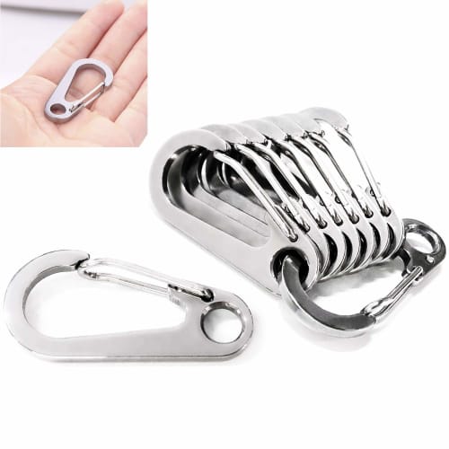 5-Pack Mini Carabiners with Snap Hooks, SUS420J2 Stainless Steel, Lightweight, Durable, Stylish, Multifunctional, Spring Hooks, 4.5cm (Silver)