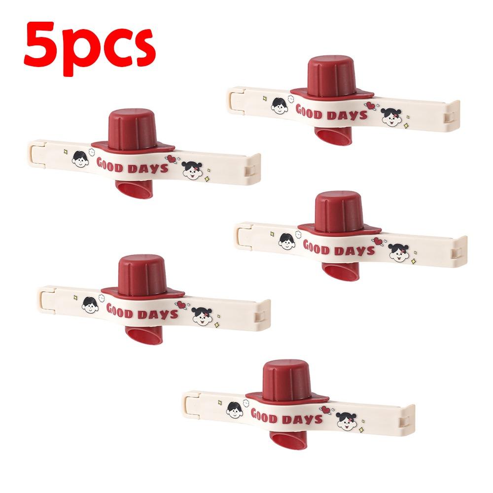 1/5Pcs Screw Cap Seasoning Sealing Clip Cartoon Moisture-proof Food Bag Clips with Plastic Spout Adjustable Spice Jar Lids