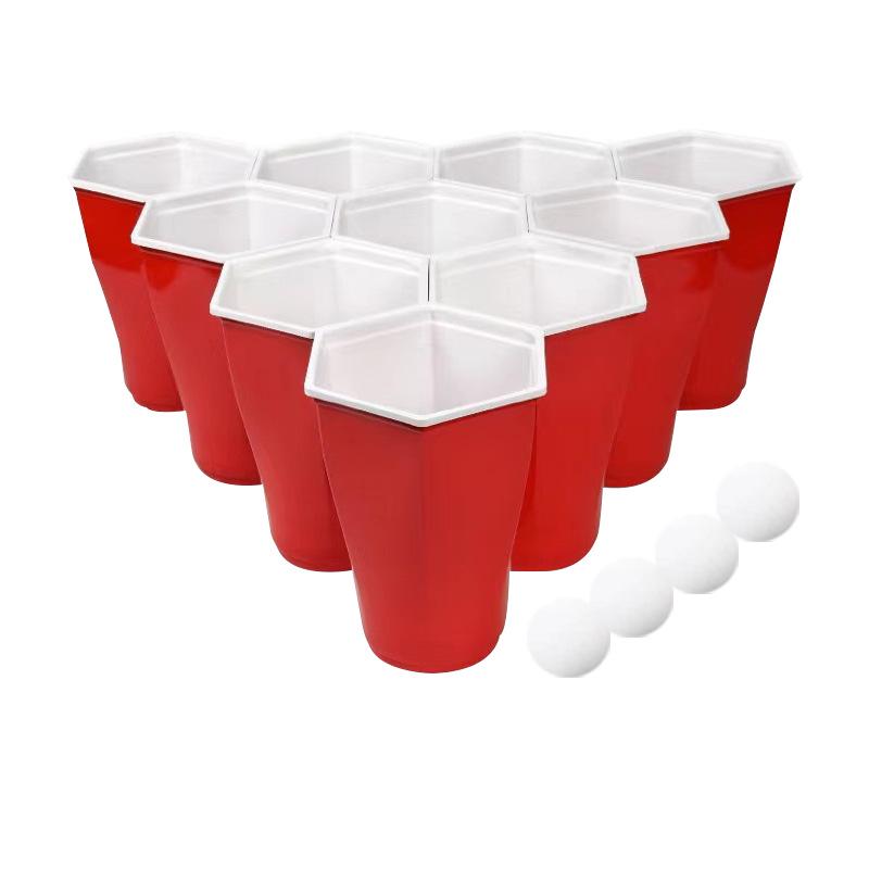 450ml Rotes Einweg-Plastik-Partybecher-Set - Bierpong Rote Becher