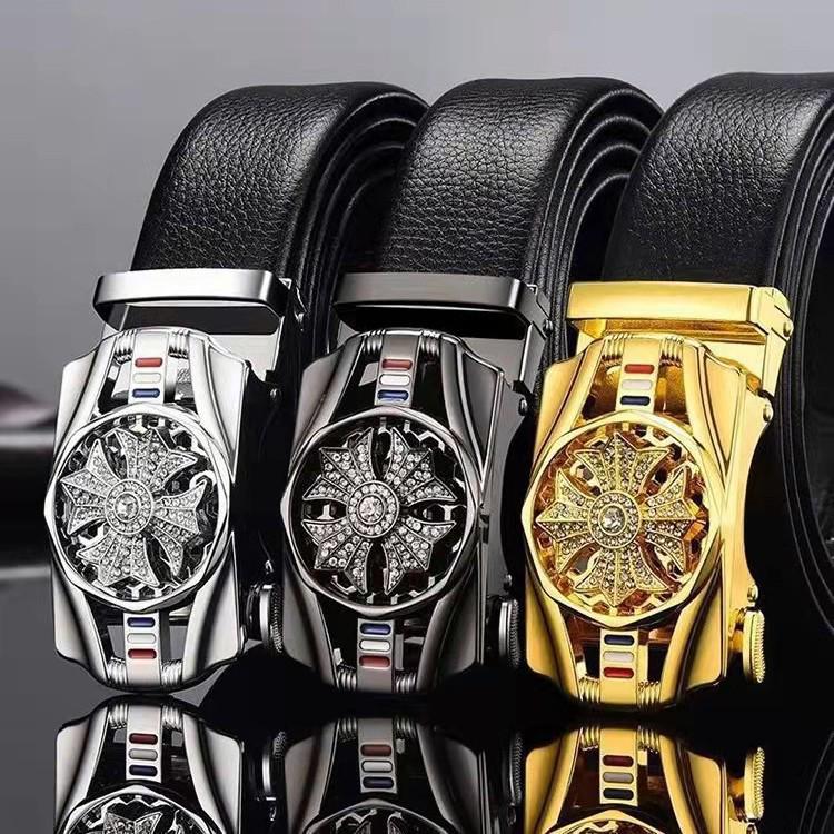 Men's Automatic Alloy Belt Buckle - 'When Luck Comes' Design