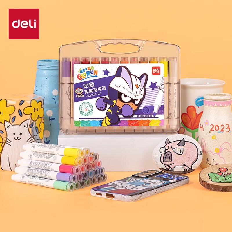 Deli 24-Color Acrylic Stamp Marker Pen Set