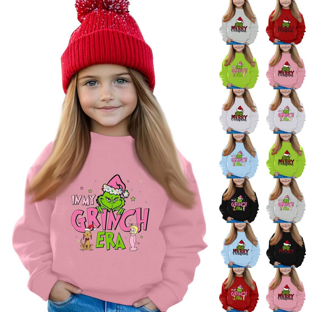 Julegenser for jenter med rund hals til barn, trykte babytopper