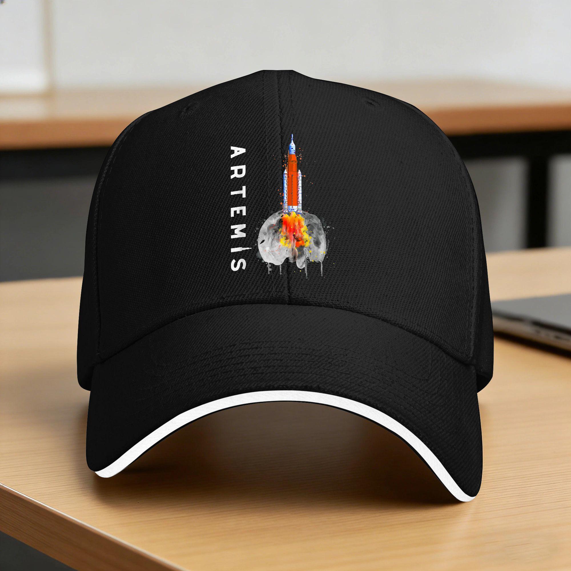 Artemis 1 Sls Raketenstart Mission zum Mond und darüber hinaus Sonne Baseballkappe für weibliche männliche Jagd Camping Baseballkappen One Size black