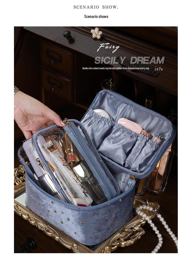 2025 Women's Large Capacity Velvet Cosmetic Bag - Portable, Stylish, Luxurious