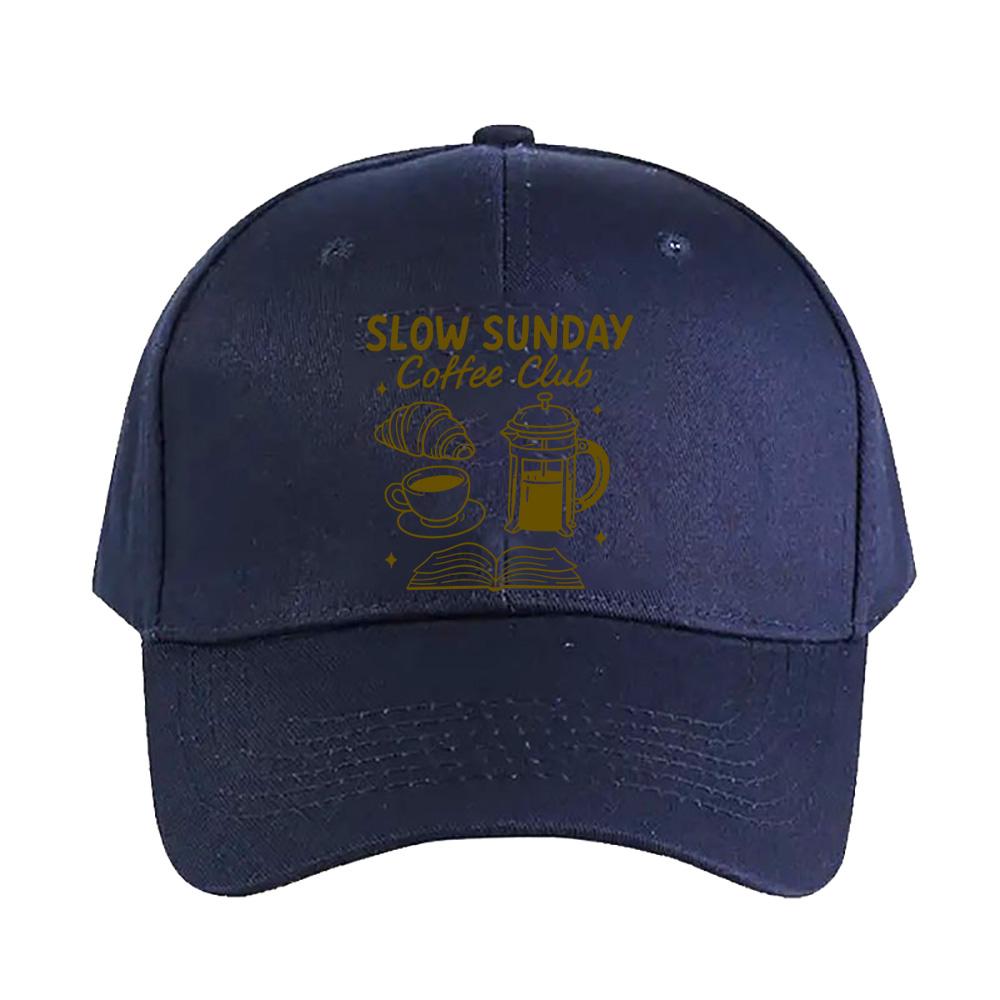 Slow Sunday Coffee Club Reading Lover Caps Summer Adult Baseball Cap Adjustable with Curved Brim Duckbill Hat Sun Hats