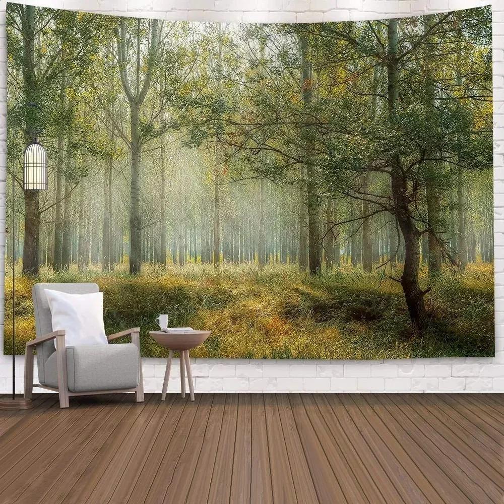 Wandteppich für Zuhause, Wanddekoration, Waldlandschaft, Landschaftsmuster, Hängetuch, Büro, Wohnzimmer