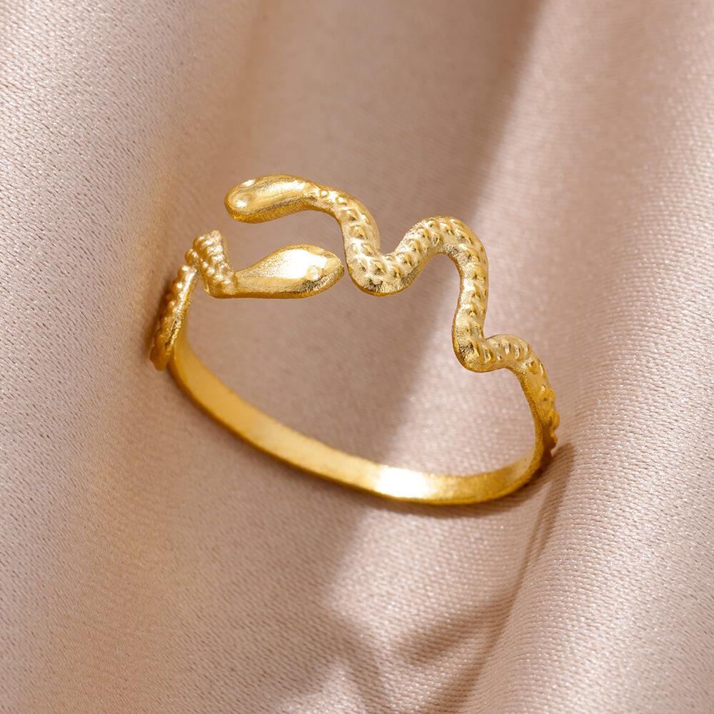 Ring for Women Stainless Steel Snake Gold Color Open Rings Female Vintage Jewelry Luxury Wedding Accessories Birthday Gifts