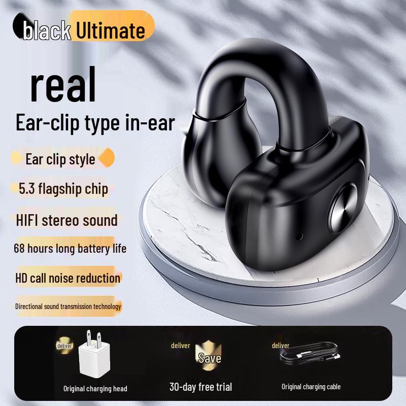 Mini Wireless Bluetooth Ear Clip: Sports Noise-Canceling Earphones with Long Battery Life