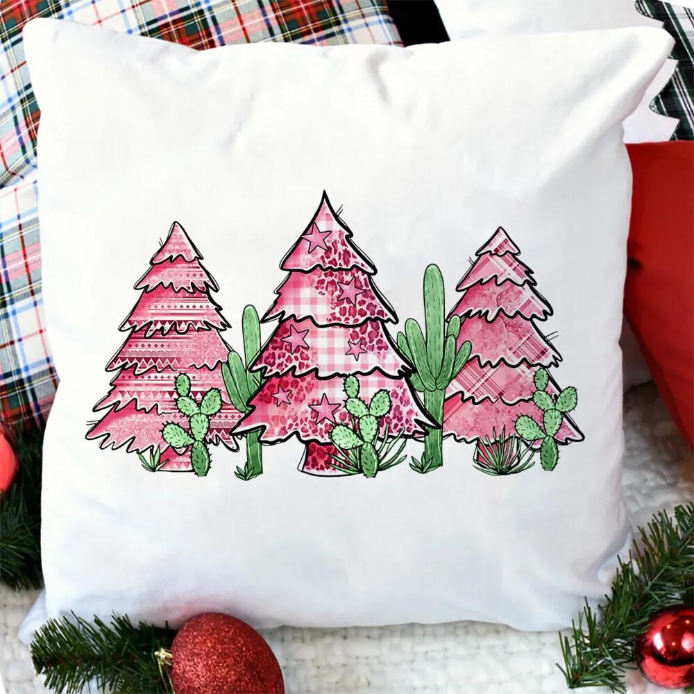 merry christmas printed Pillow Case christmas derco Pillow Dust Cover Bedroom Kids pink xmas Party Decoration Pillowcase gifts