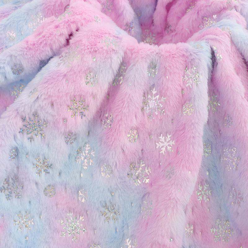 Snowflake Velvet Plush Toys & Accessories Fabric with Tie-Dye and Silver Highlights