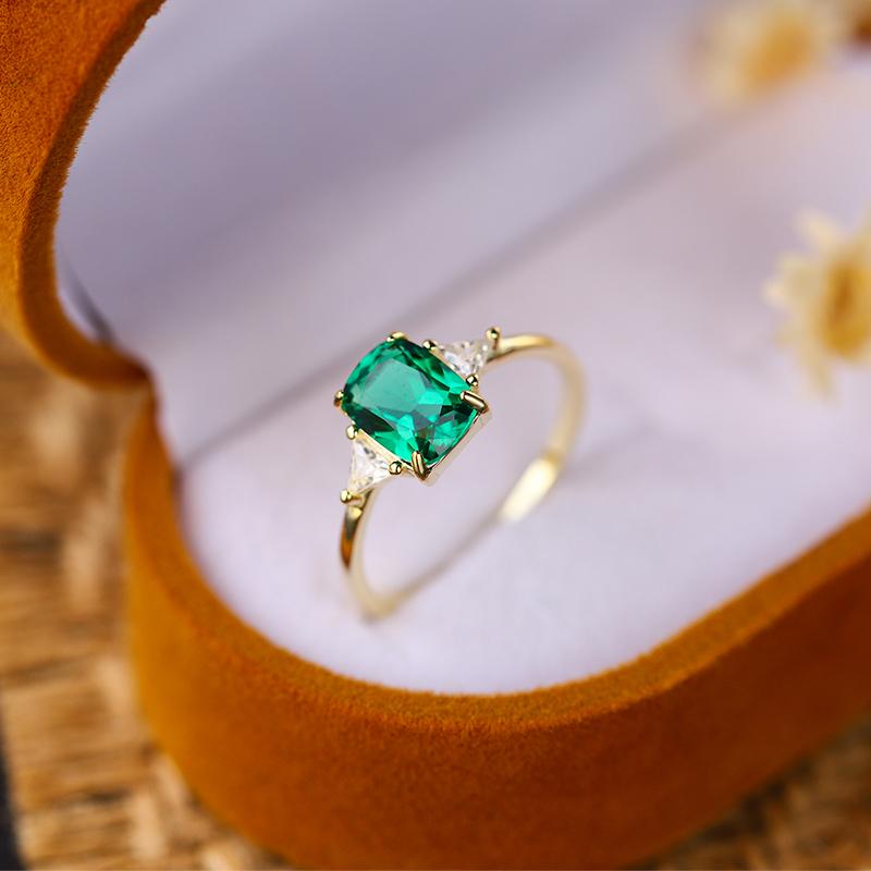 Modny luksusowy autentyczny pierścionek ze srebra próby 925 w kolorze jasnozielonym z geometrycznymi zdobieniami dla kobiet