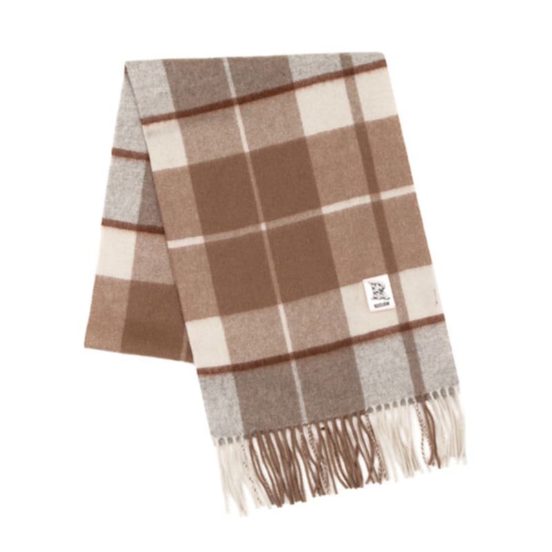 RECLOW RECLOW LAND 100% Cashmere Check Muffler Brown